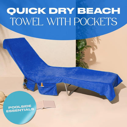 💎 50% OFF! 💎 Sun Lounger Towel with Pockets & Carry Bag – Quick-Dry, Ultra-Absorbent & Wind-Secure Fit 🏖️🧺