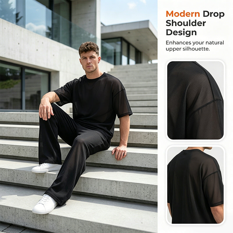 📢📢50% OFF !! ⏰Men's T-Shirt & Wide-Leg Pants 2-Piece Set