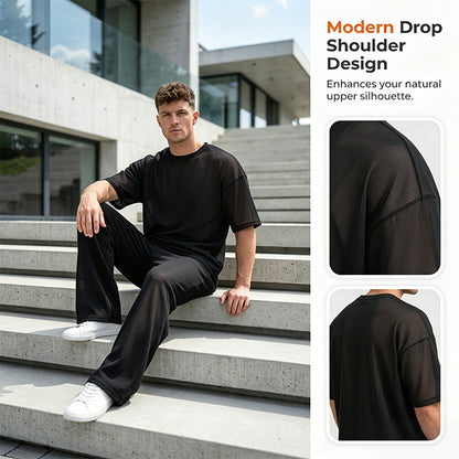 📢📢50% OFF !! ⏰Men's T-Shirt & Wide-Leg Pants 2-Piece Set
