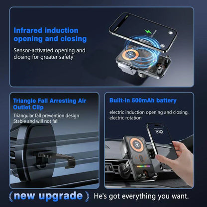 🔥HOT SALE 57% OFF🎁⚡Over 50,000 sold! 📱Smart 2-in-1 Car Rotating Mobile Phone Holder & Wireless Charger⚡