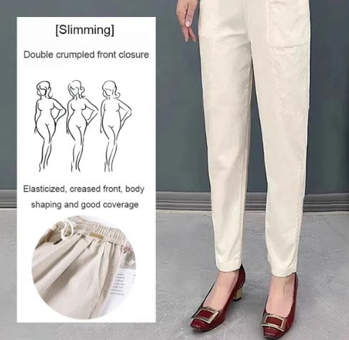 🎁Limited time 50% OFF⏳Good Gift🎉Women's Elastic Waist Cotton Trousers