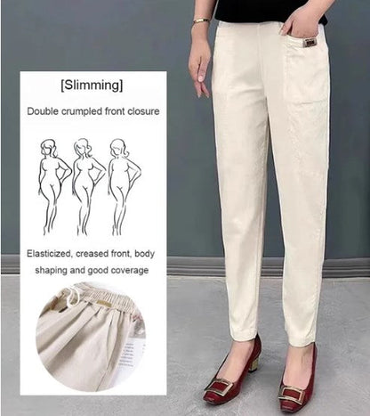 🎁Limited time 50% OFF⏳Good Gift🎉Women's Elastic Waist Cotton Trousers