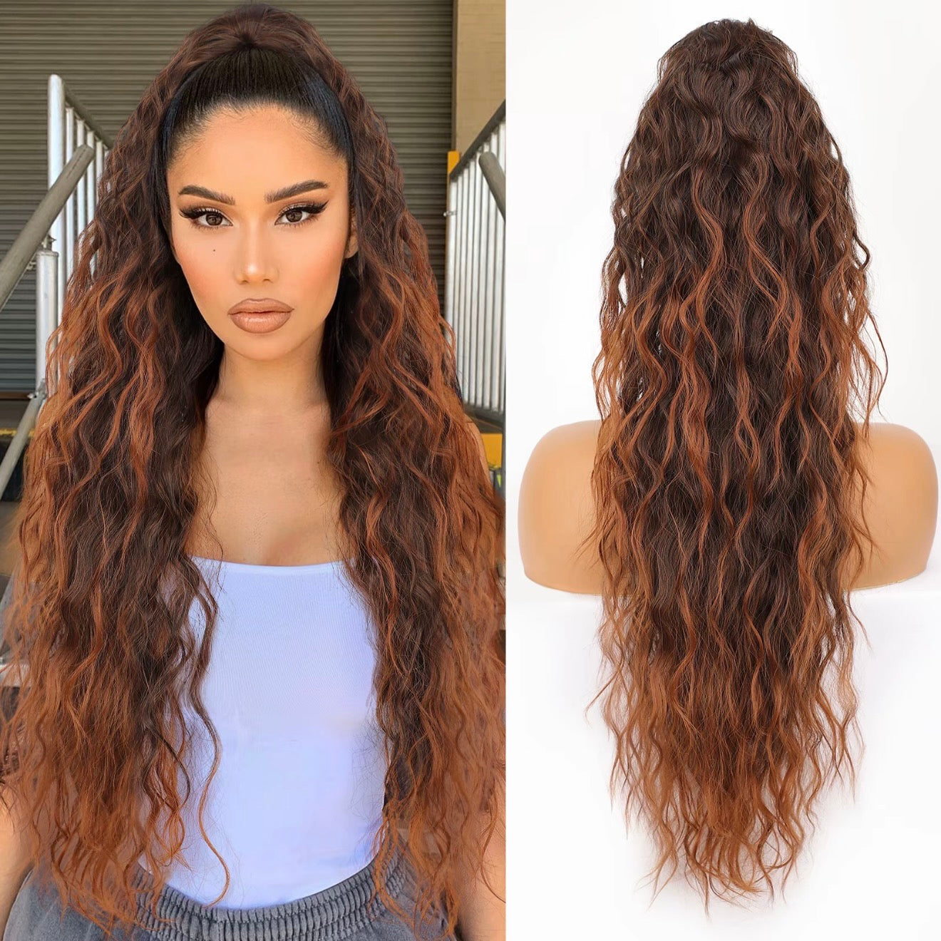 🔥Last Day Sale 50% OFF⏰💥Curly Wavy Frizzy Hair Extension with Ponytail🎁