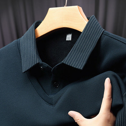 🍂Early Autumn Hot Sale 59% OFF🍁Men's Lapel Faux Two-Piece Knitted Shirt