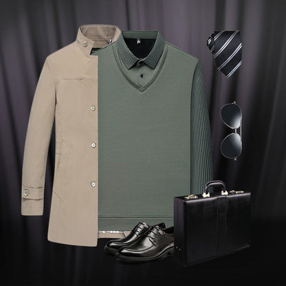 🍂Early Autumn Hot Sale 59% OFF🍁Men's Lapel Faux Two-Piece Knitted Shirt