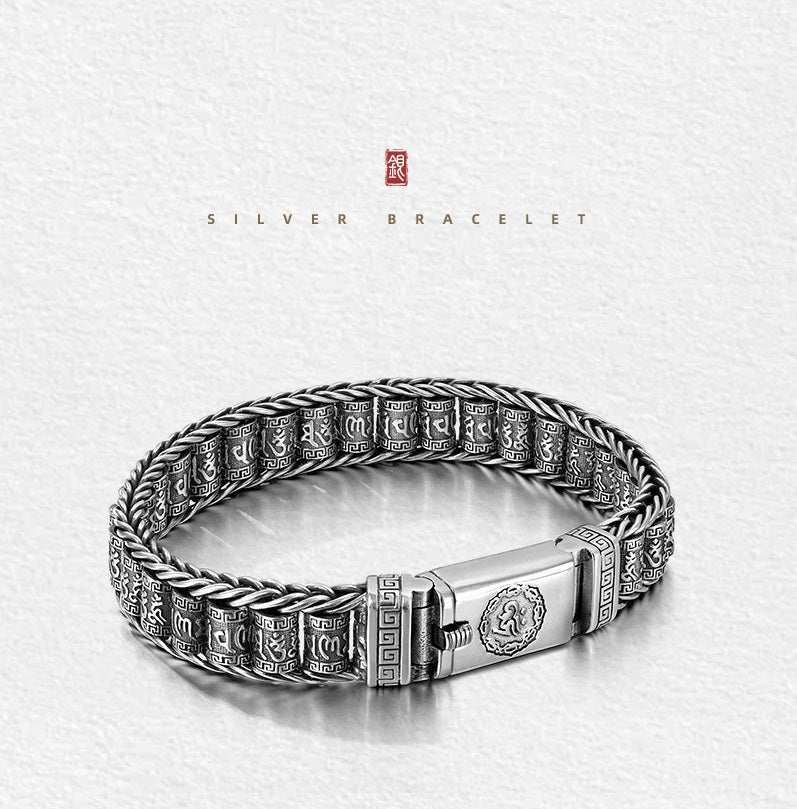 💎 60% OFF! 💎 Tibetan Prayer Wheel Bracelet – 925 Sterling Silver, Lucky Charm & Valentine's Day Gift