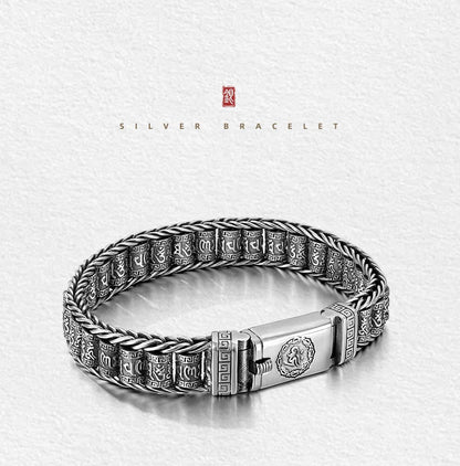 💎 60% OFF! 💎 Tibetan Prayer Wheel Bracelet – 925 Sterling Silver, Lucky Charm & Valentine's Day Gift