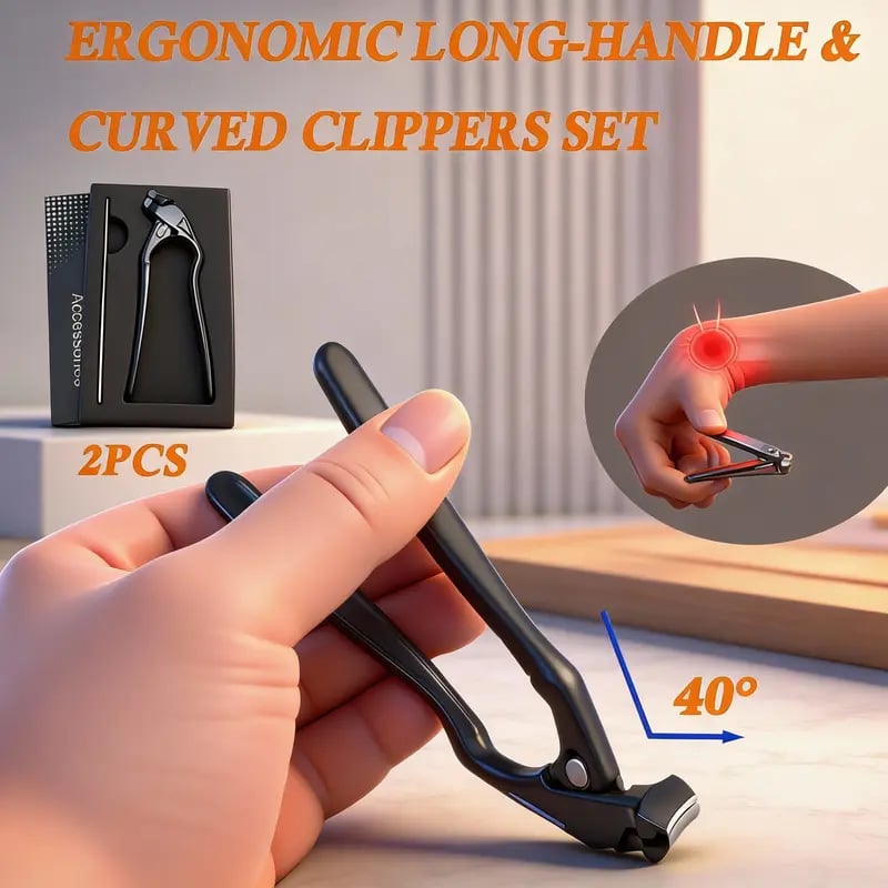 🎉 2026 Sale ＆ Over 50,000 Sold! ✂️ Black Curved Nail Clipper – Ergonomic & Easy for Seniors 🖤