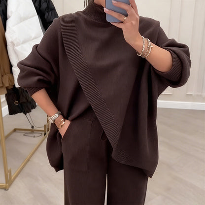 🎁Winter Hot Sale 50% OFF💝Women's 2-piece set – Asymmetrical sweater + Wide-Leg pants