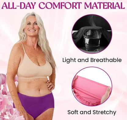 High-Waist Cotton Leak-Proof Panties – All-Day Dry & Odor-Free