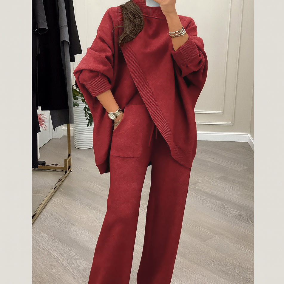 🎁Winter Hot Sale 50% OFF💝Women's 2-piece set – Asymmetrical sweater + Wide-Leg pants
