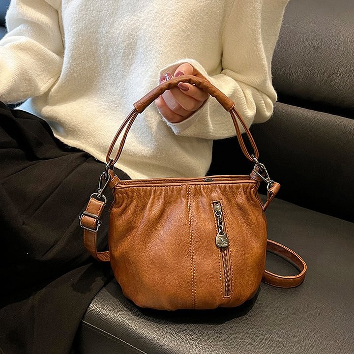 🔥🎁New arrival 50% OFF💥🔥Casual Pleated Bucket Soft Leather Handbag Shoulder Bag