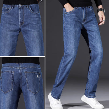 👖 LIMITED-TIME 50% OFF! 💥 Men's Elastic High Waist Straight Leg Jeans – Stretch Cotton, Breathable, Classic Fit ✨