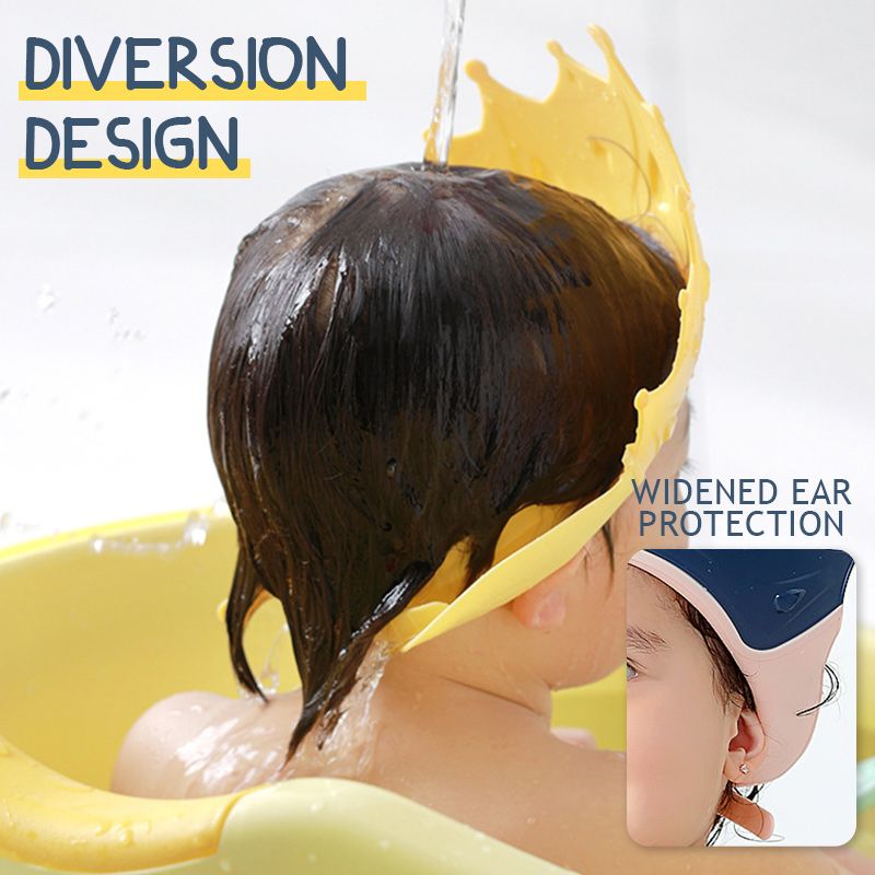 Kids' Ear Protective Cap – Waterproof Shower Hat, Adjustable & Cartoon Crown Design ✨