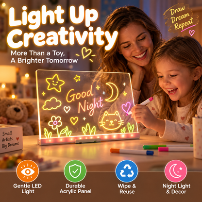 🔥50% OFF!!📢🎨 Glowing Acrylic Drawing Board – LED-Lit Display, Wipe & Redraw, Creative Desk Art That Glows 🖍️✨
