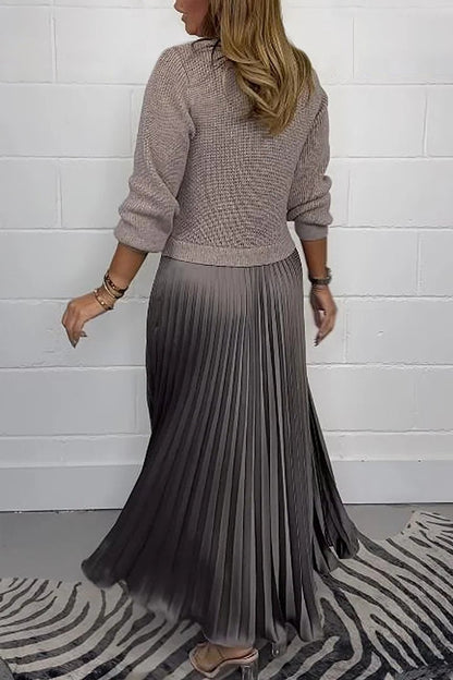⏳Time-limited Special⏰Women's Solid Color Long Sleeve Jumper & Pleated Bottom Dress