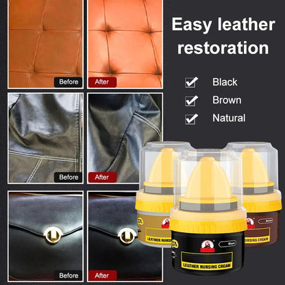 👞 BUY 1 GET 1 FREE! ✨ LEATHER REPAIR CREAM - Restores Color & Repairs Scratches on Shoes, Bags & Furniture, All-in-One Conditioning Polish with Easy Applicator 🧽🛠️