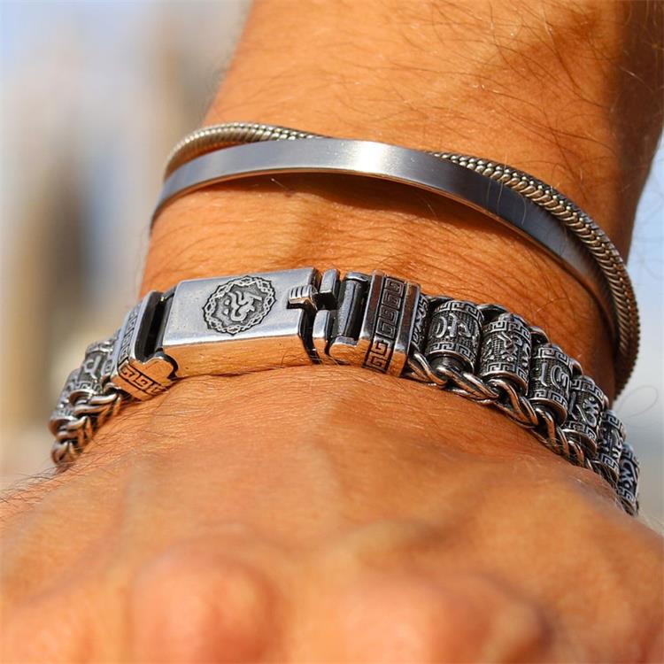 💎 60% OFF! 💎 Tibetan Prayer Wheel Bracelet – 925 Sterling Silver, Lucky Charm & Valentine's Day Gift