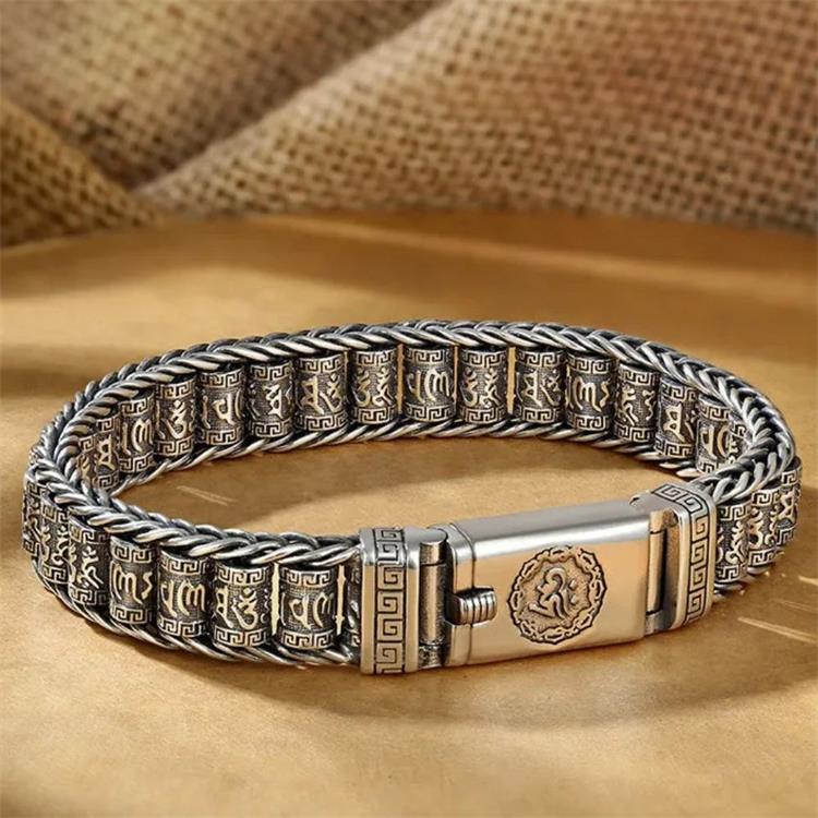 💎 60% OFF! 💎 Tibetan Prayer Wheel Bracelet – 925 Sterling Silver, Lucky Charm & Valentine's Day Gift