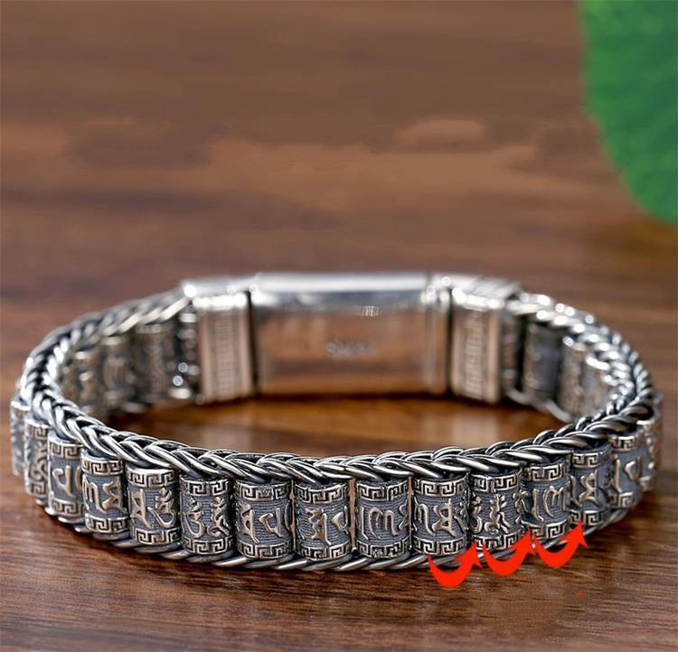 💎 60% OFF! 💎 Tibetan Prayer Wheel Bracelet – 925 Sterling Silver, Lucky Charm & Valentine's Day Gift