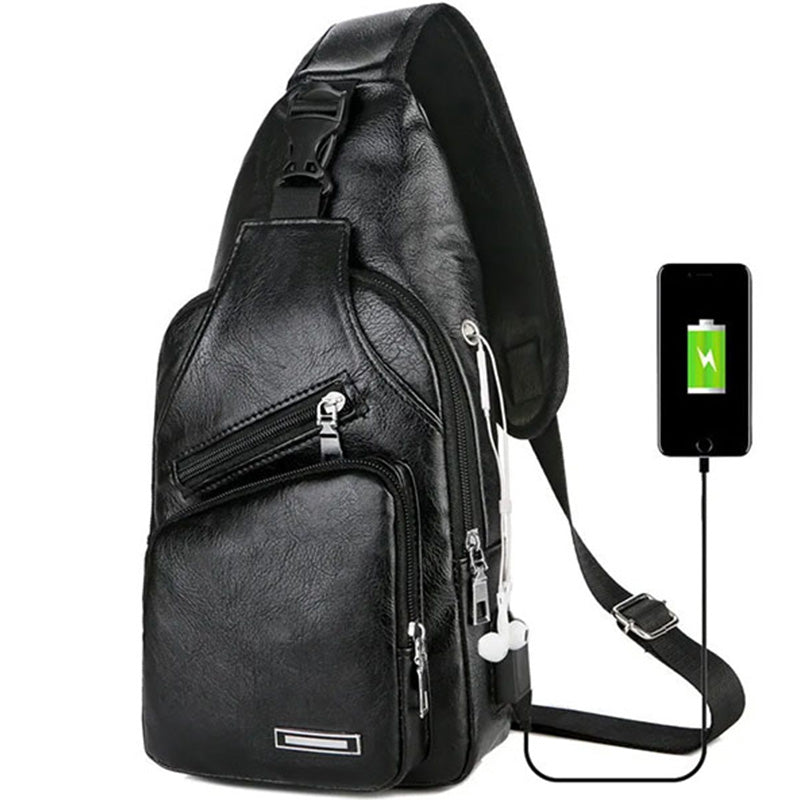 🎉 2026 Sale — Over 49,000 Sold! 😎 Men's Multifunctional High-Quality Leather Chest Bag – Sleek & Adjustable 🎒