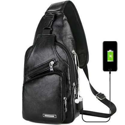 🎉 2026 Sale — Over 49,000 Sold! 😎 Men's Multifunctional High-Quality Leather Chest Bag – Sleek & Adjustable 🎒