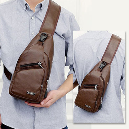 🎉 2026 Sale — Over 49,000 Sold! 😎 Men's Multifunctional High-Quality Leather Chest Bag – Sleek & Adjustable 🎒