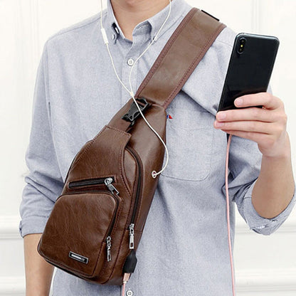 🎉 2026 Sale — Over 49,000 Sold! 😎 Men's Multifunctional High-Quality Leather Chest Bag – Sleek & Adjustable 🎒