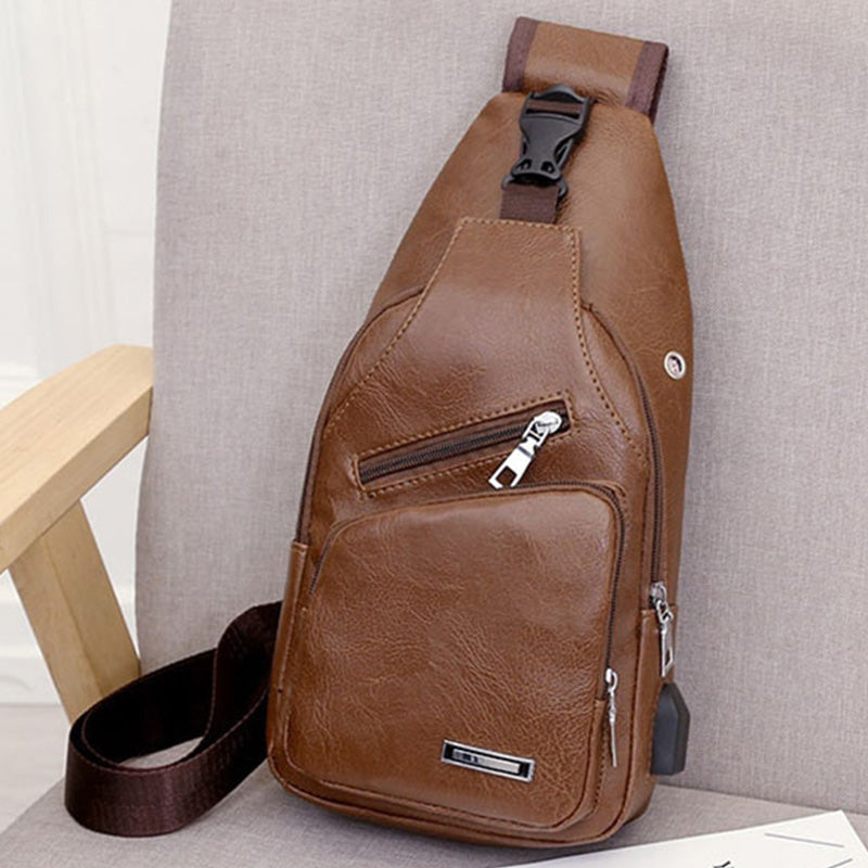 🎉 2026 Sale — Over 49,000 Sold! 😎 Men's Multifunctional High-Quality Leather Chest Bag – Sleek & Adjustable 🎒