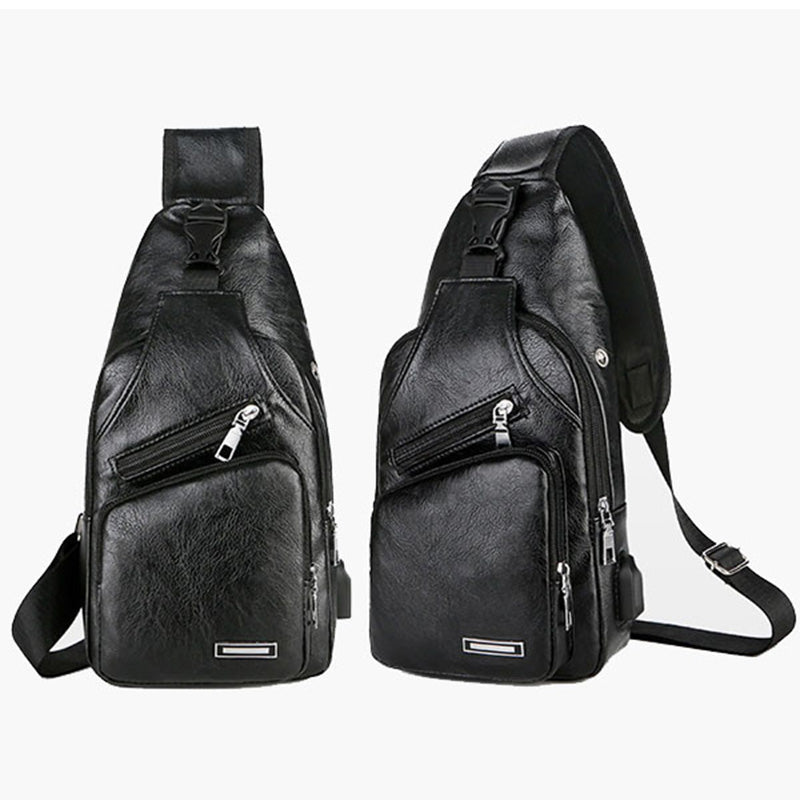 🎉 2026 Sale — Over 49,000 Sold! 😎 Men's Multifunctional High-Quality Leather Chest Bag – Sleek & Adjustable 🎒
