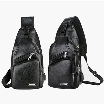 🎉 2026 Sale — Over 49,000 Sold! 😎 Men's Multifunctional High-Quality Leather Chest Bag – Sleek & Adjustable 🎒