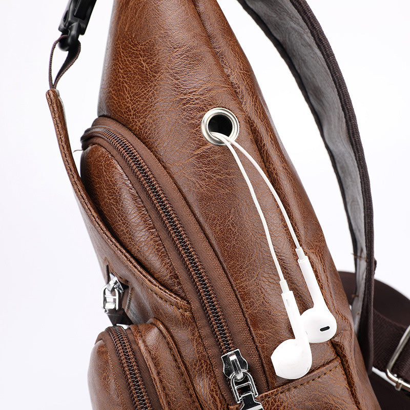 🎉 2026 Sale — Over 49,000 Sold! 😎 Men's Multifunctional High-Quality Leather Chest Bag – Sleek & Adjustable 🎒