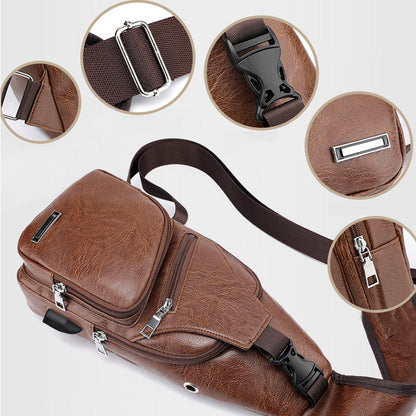 🎉 2026 Sale — Over 49,000 Sold! 😎 Men's Multifunctional High-Quality Leather Chest Bag – Sleek & Adjustable 🎒