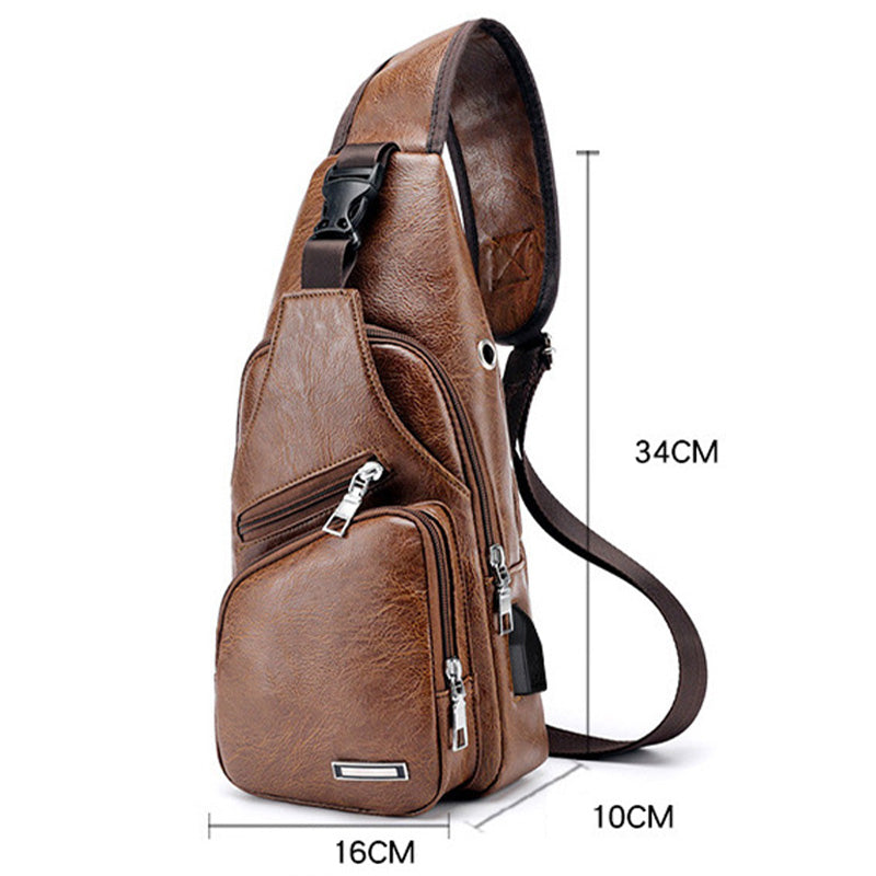 🎉 2026 Sale — Over 49,000 Sold! 😎 Men's Multifunctional High-Quality Leather Chest Bag – Sleek & Adjustable 🎒