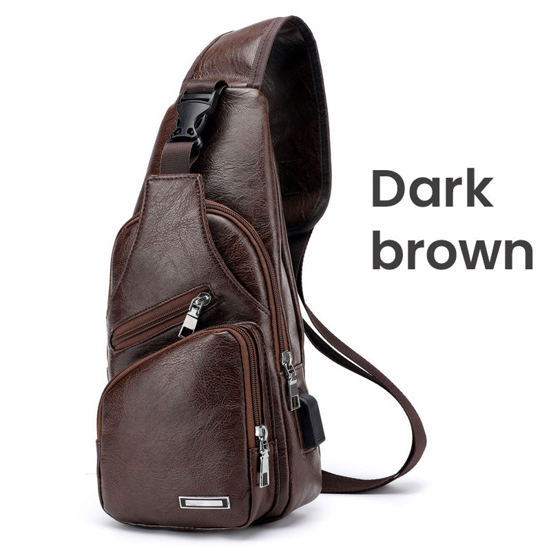 🎉 2026 Sale — Over 49,000 Sold! 😎 Men's Multifunctional High-Quality Leather Chest Bag – Sleek & Adjustable 🎒