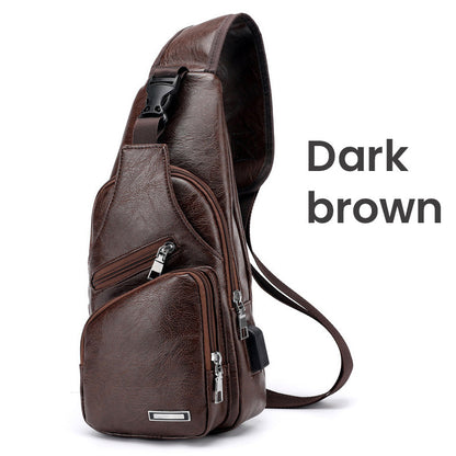 🎉 2026 Sale — Over 49,000 Sold! 😎 Men's Multifunctional High-Quality Leather Chest Bag – Sleek & Adjustable 🎒