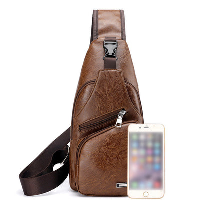 🎉 2026 Sale — Over 49,000 Sold! 😎 Men's Multifunctional High-Quality Leather Chest Bag – Sleek & Adjustable 🎒