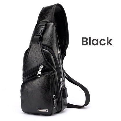 🎉 2026 Sale — Over 49,000 Sold! 😎 Men's Multifunctional High-Quality Leather Chest Bag – Sleek & Adjustable 🎒