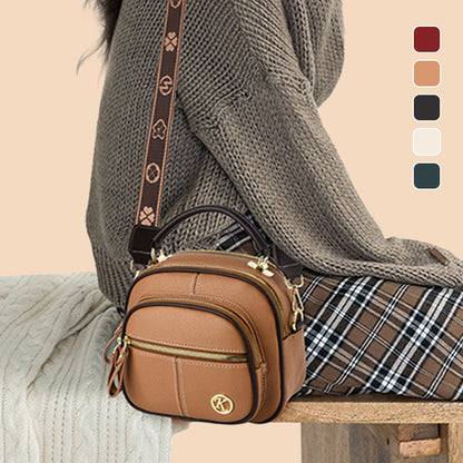 Classic Multifunctional Compartments Adjustable Wide Shoulder Strap PU Leather Crossbody Bag