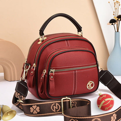 Classic Multifunctional Compartments Adjustable Wide Shoulder Strap PU Leather Crossbody Bag