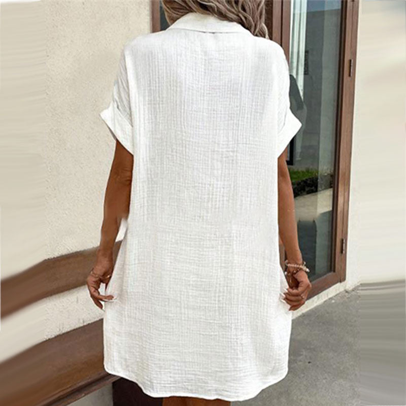 📢📢BIG SALE ⏰Women's Buttoned Short Sleeve Pocket Casual Shirt Dress