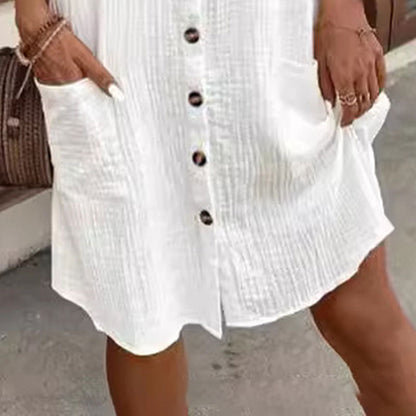 📢📢BIG SALE ⏰Women's Buttoned Short Sleeve Pocket Casual Shirt Dress
