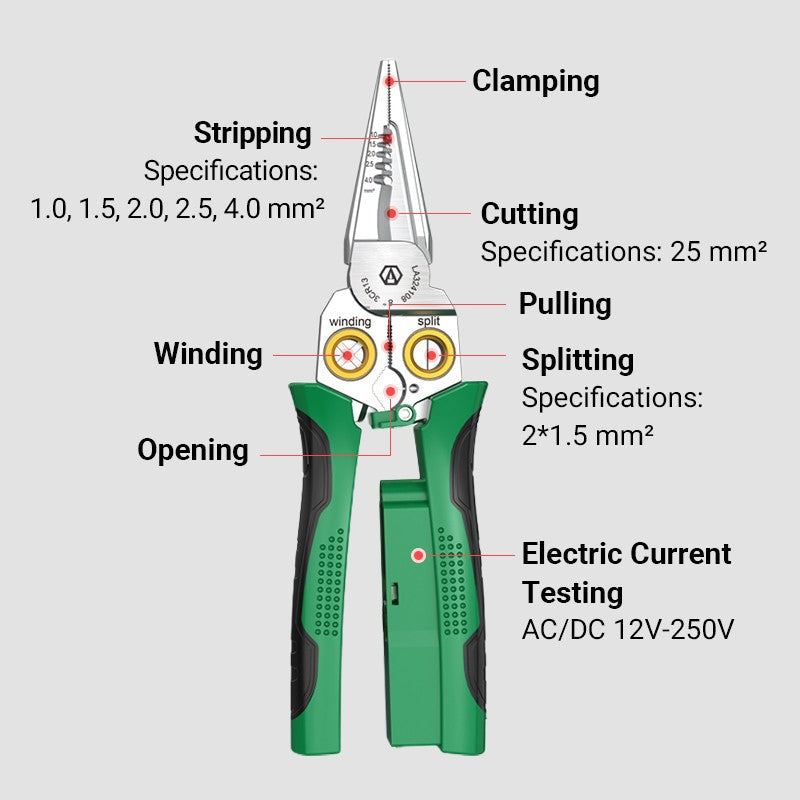 🔥8-in-1 Multi-Functional Wire Stripper Scissors With Electrical Test