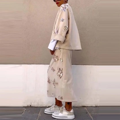 Women's Casual Printed 2-Piece Set Loose Top & Long Skirt