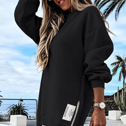 🔥Hot Promotion 61% OFF🔥Casual Long Sleeve Zipper Slit Oversized Sweatshirt