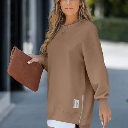 🔥Hot Promotion 61% OFF🔥Casual Long Sleeve Zipper Slit Oversized Sweatshirt
