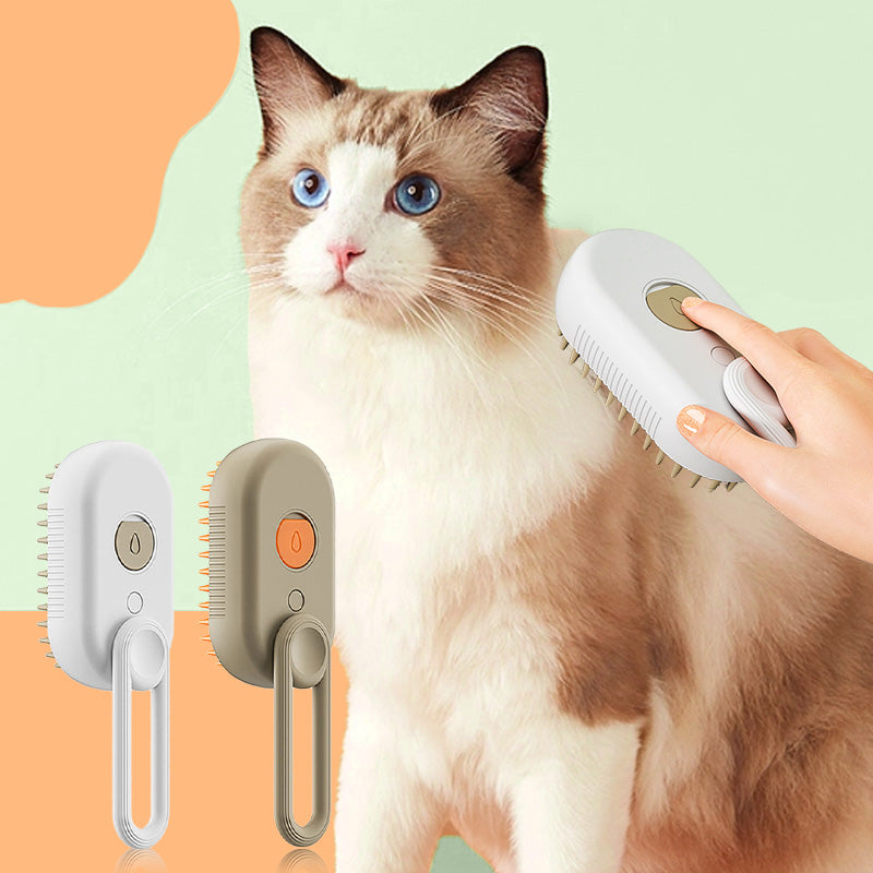 🐾 LIMITED-TIME 50% OFF! ✨ Pet Grooming Spray Brush – 3-in-1 Massage, One-Touch Mist, Rotating Handle 🧡