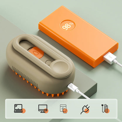 🐾 LIMITED-TIME 50% OFF! ✨ Pet Grooming Spray Brush – 3-in-1 Massage, One-Touch Mist, Rotating Handle 🧡