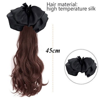 🔥Christmas Early Sale 80% off🎄🎁Bow Grab Clip Long Curly Hair Fake Braid