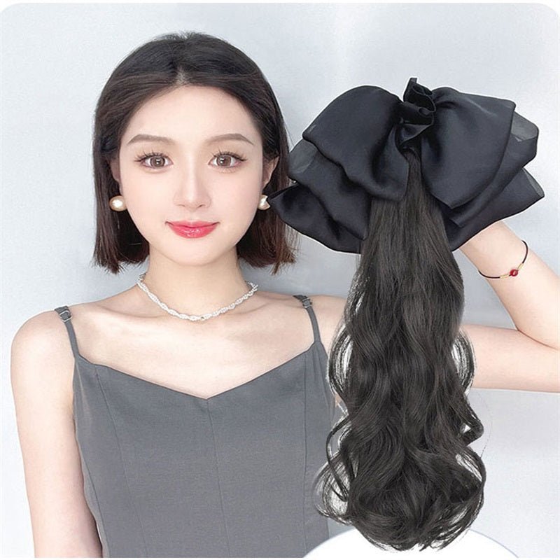 🔥Christmas Early Sale 80% off🎄🎁Bow Grab Clip Long Curly Hair Fake Braid